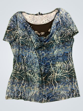Reitmans Blaue geometrische Druckbluse