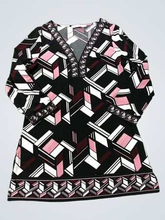 Revolution Damen Geometrischer Druck V-Ausschnitt Kleid