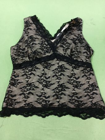 WORTHINGTON Petite Stretch Schwarz Spitzen Tanktop