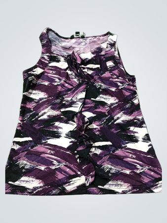 Damen ärmelloses lila Pinselstrich-Print-Oberteil