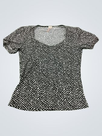 Susan Lawrence Petite Schwarz-Weiße Tupfen Bluse