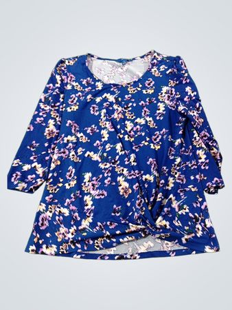 APT.9 Damen Blau Floral Twist Front Langarmshirt
