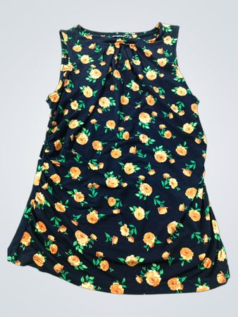 7th Avenue Design Studio New York & Company Schwarzes florales ärmelloses Oberteil