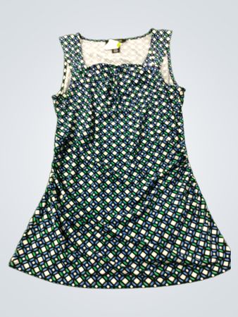 White House Black Market Ärmelloses Kleid mit geometrischem Druck