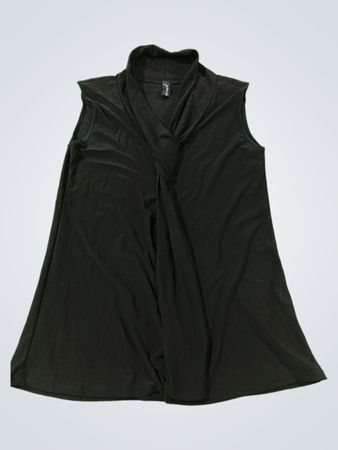Schwarzes ärmelloses Top mit drapiertem Ausschnitt
