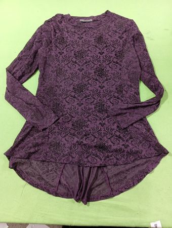 Suzy Shier lila Blumenmuster Langarm-Tunika-Top