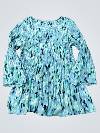 Floral & Ivy Damen Blau & Grün Abstraktes Muster Plissee Tunika-Oberteil