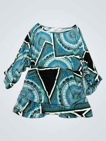 PETER NYGÅRD Damen Set aus Top und Rock in Blau-Grün mit Druck