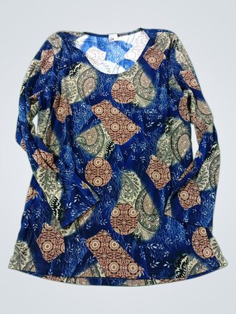Susan Lawrence Damen Blau Gemustertes Langarmshirt