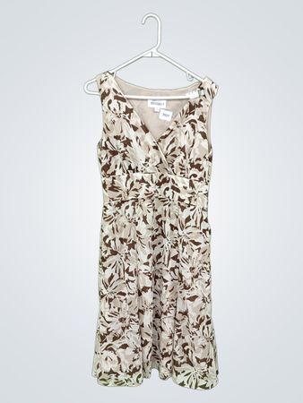 STUDIO I Damen Ärmelloses Blumendruck V-Ausschnitt Midi-Kleid
