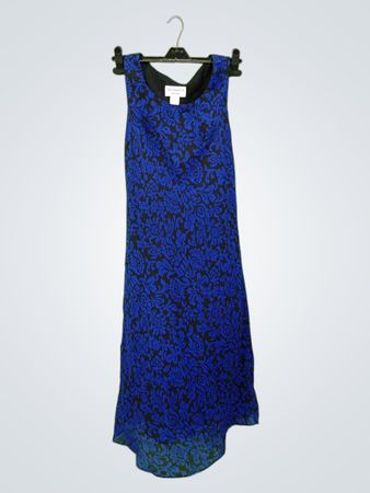 „STUDIO I Petite Blau Blumen Ärmelloses Kleid“