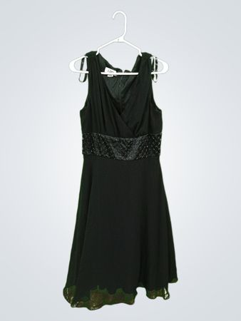 Petra Schwarzes Perlenbesetztes Taillenkleid Größe 16