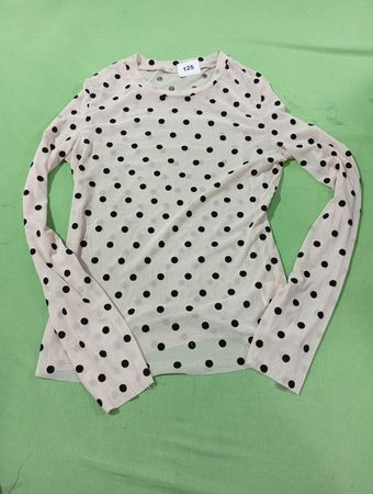 Durchsichtige Polka-Dot Langarmbluse