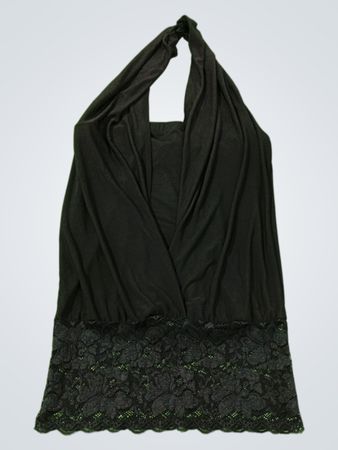 Charlotte Russe Schwarzes Haltertop mit Spitzenbesatz