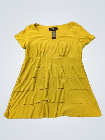 Nina Leonard Gelbes Geschichtetes Kleid