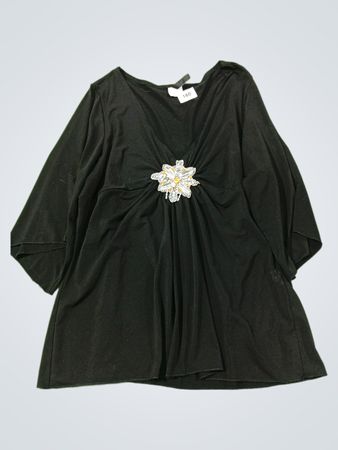 Herz Seele Schwarze Verzierte Bluse mit 3/4-Ärmeln