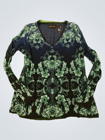 Axcess Damen Langarm-Blumenmuster V-Ausschnitt Oberteil