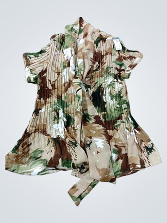 Damen-Plissee-Bluse mit abstraktem Druck
