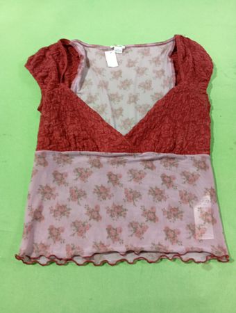 Forever Piece Damen Rose Print Mesh Top
