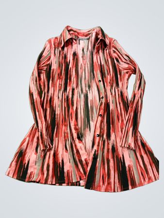 Apt.9 Stretch Pink Black Red Abstract Print Button-Up Shirt