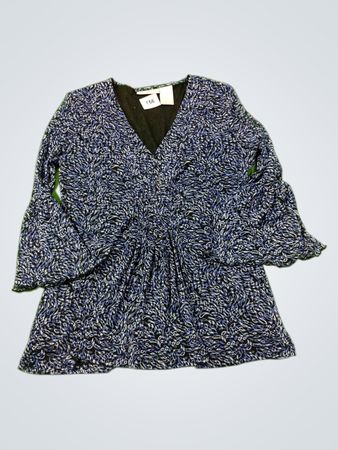 Worthington Damen Blau Druck Langarmbluse
