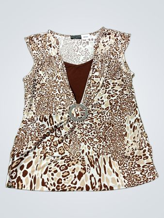 Ärmelloses Top mit Leopardenmuster und Ringdetail für Frauen