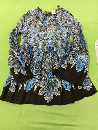 Rissa Paige Blaue Gemusterte Langärmlige Bluse