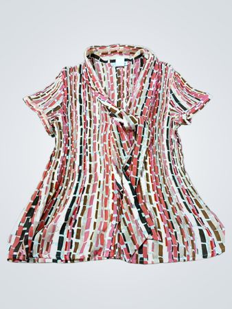 Worthington Damen Kleine Chiffon Falten Kurzarmoberteil