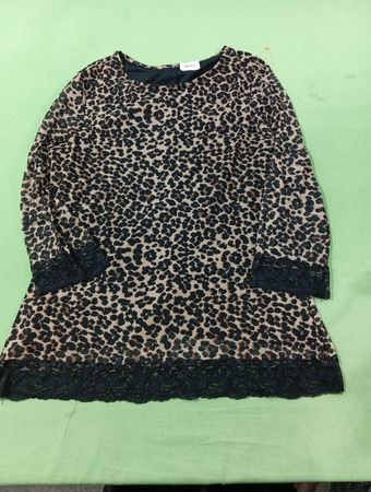 Leopardenmuster Kleid mit schwarzer Spitze