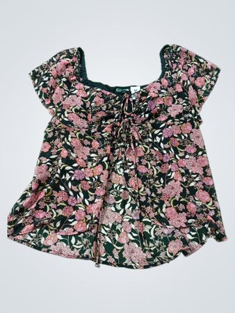 Wild Fable Floral Print Tie-Front Square Neck Top