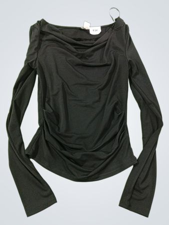 H&M Schwarzes Langarm-Rafftop