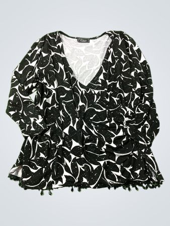 Collection dressbarn Schwarzes Weißes Blumenmuster Top