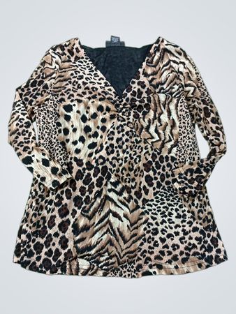 NOTATIONS CLOTHING CO. PETITE Leopardenmuster Langarmoberteil
