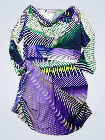 Jennifer Lopez Langarm-Geometrie-Druckkleid