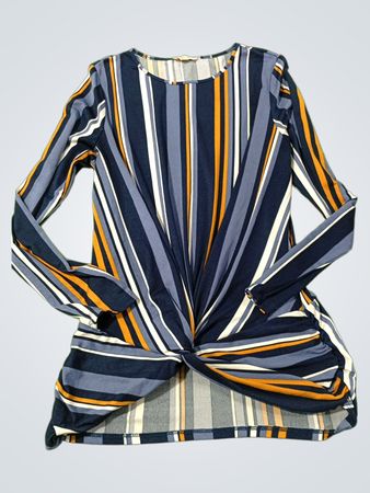 Celestia Damen Gestreiftes Twist-Front Langarmtop