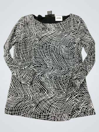 „Style & Co. Damen Schwarz-weiß abstraktes Druck Langarmtop“