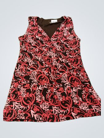 Frauen Ärmelloses V-Ausschnitt Kleid mit Blumenmuster