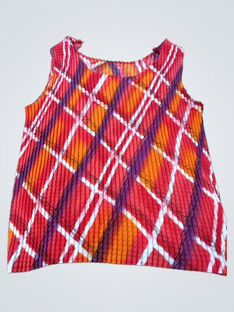 Ärmellose Bluse mit Karomuster