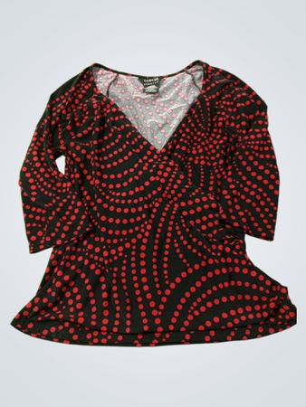 George Stretch Schwarz & Rot Polka Dots Top