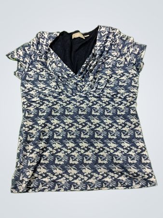 Liz Claiborne Blau Floral Print Kurzarmoberteil