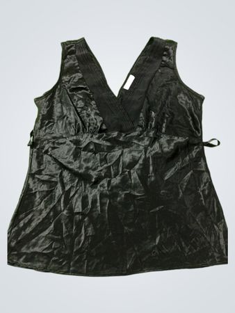 George Schwarz Satin V-Ausschnitt Ärmelloses Top