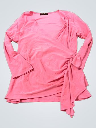 Brittany Black Pink Ruched Wrap Top