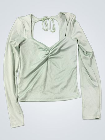 Hellblaues, gerafftes Longsleeve-Top