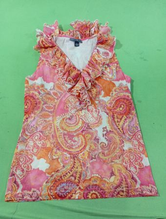 American Living Paisley Ruffle Tank Top