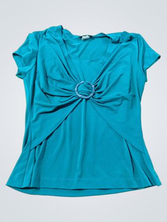 Connected Apparel Teal Ruched Ring Detail T-Shirt