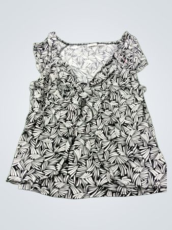 CATO Damen Black and White Leaf Print Top