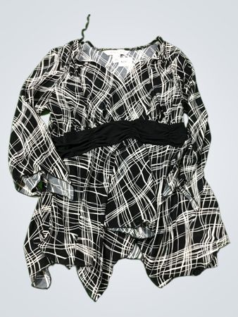 AA Studio Damen Schwarz-Weiße Karomuster Tunika Größe 12