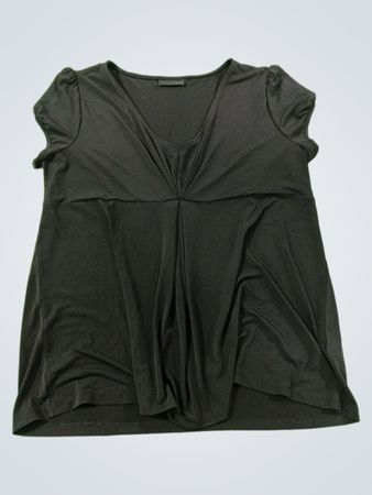 Apostrophe Schwarzes Kurzarm-V-Ausschnitt-Top mit Dreh-Detail