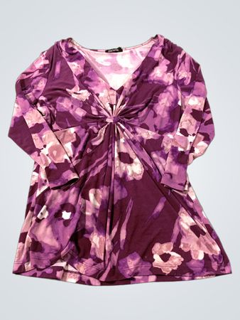 Daisy Fuentes Floral Print Langarm-Oberteil