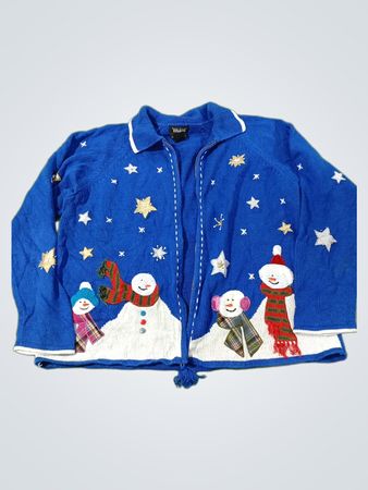 Studio Joy Blue Snowman und Sterne Zip-Up Pullover